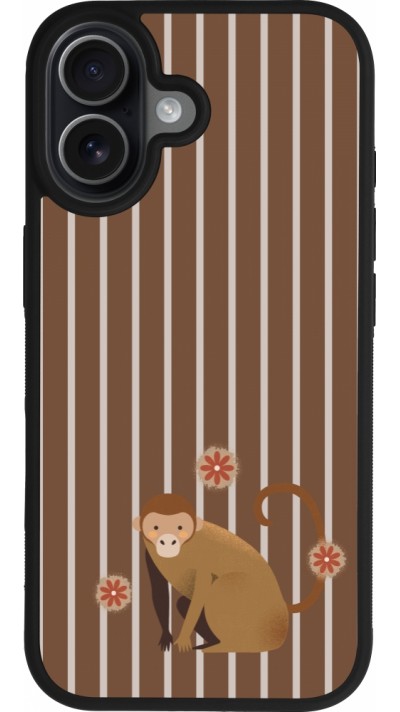 Coque iPhone 17 - Silicone rigide noir Monkey with stripes