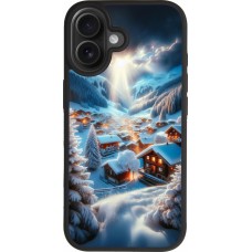 Coque iPhone 17 - Silicone rigide noir Mont Neige Lumière
