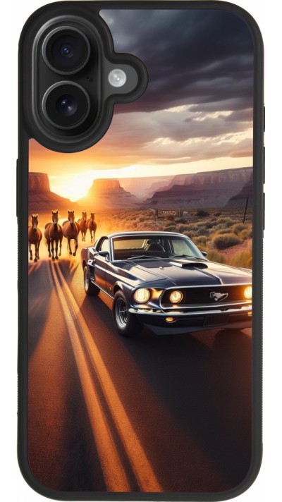 Coque iPhone 17 - Silicone rigide noir Mustang 69 Grand Canyon