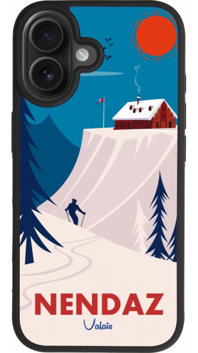 Coque iPhone 17 - Silicone rigide noir Nendaz Cabane Ski