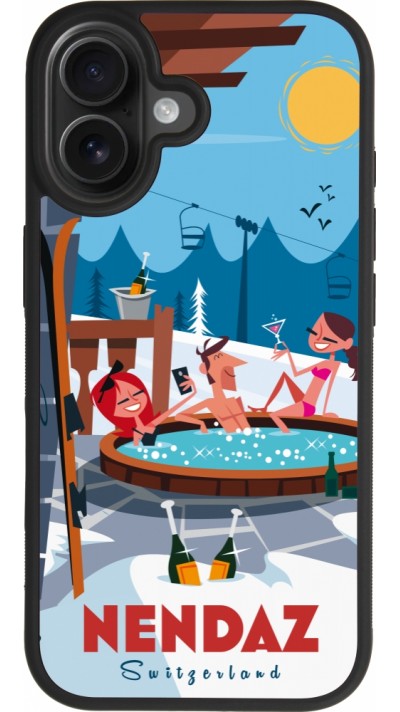 Coque iPhone 17 - Silicone rigide noir Nendaz Mountain Jacuzzi