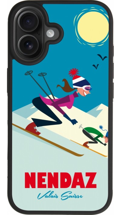 Coque iPhone 17 - Silicone rigide noir Nendaz Ski Downhill