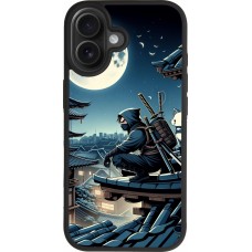 Coque iPhone 17 - Silicone rigide noir Ninja sous la lune