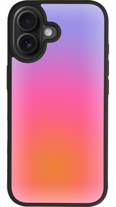 Coque iPhone 17 - Silicone rigide noir Orange Pink Blue Gradient