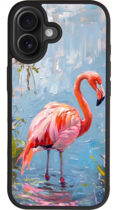 Coque iPhone 17 - Silicone rigide noir Paint Flamingo