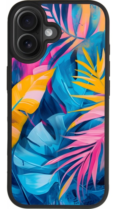 Coque iPhone 17 - Silicone rigide noir Palms Blue