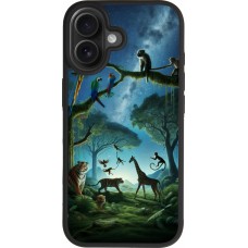 Coque iPhone 17 - Silicone rigide noir Paradis des animaux exotiques