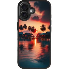 Coque iPhone 17 - Silicone rigide noir Paradis Maldives