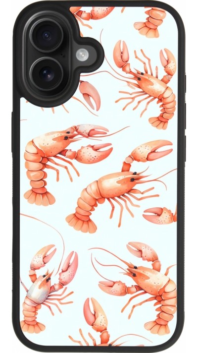 Coque iPhone 17 - Silicone rigide noir Pattern de homards pastels