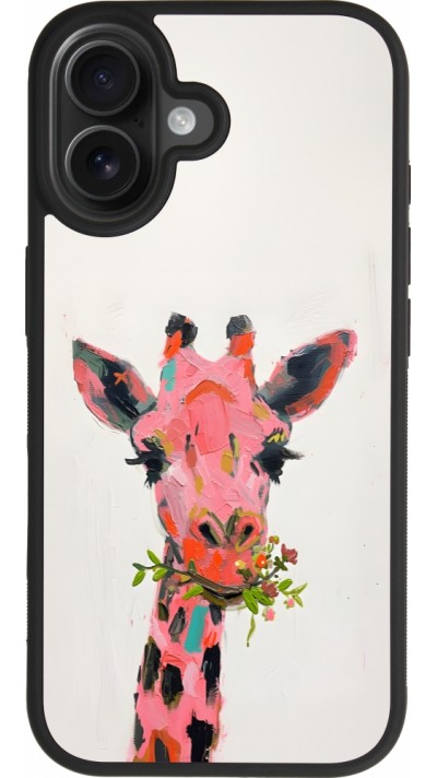 Coque iPhone 17 - Silicone rigide noir Pink Girafe Paint