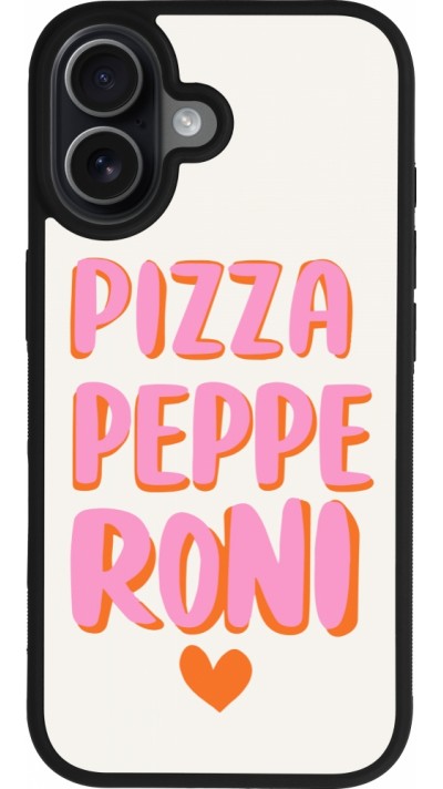 Coque iPhone 17 - Silicone rigide noir Pizza pepperoni 2026