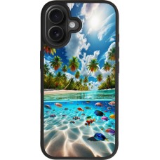 Coque iPhone 17 - Silicone rigide noir Plage Paradis