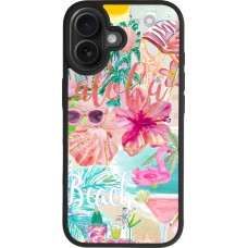 Coque iPhone 17 - Silicone rigide noir Preppy Collage Aloha