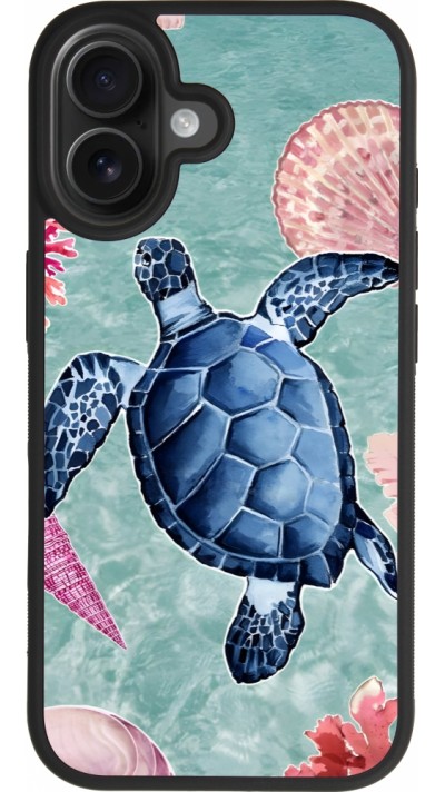 Coque iPhone 17 - Silicone rigide noir Preppy Turtle