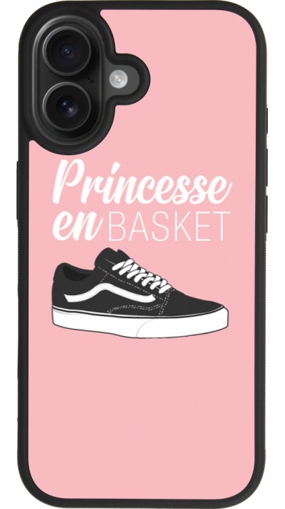 Coque iPhone 17 - Silicone rigide noir princesse en basket