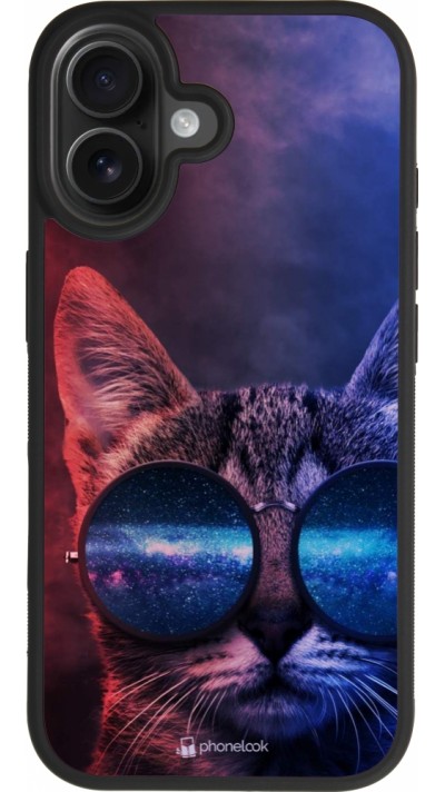 Coque iPhone 17 - Silicone rigide noir Red Blue Cat Glasses