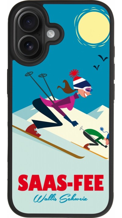 Coque iPhone 17 - Silicone rigide noir Saas-Fee Ski Downhill