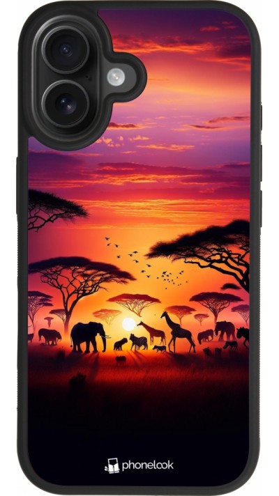 Coque iPhone 17 - Silicone rigide noir Safari sunset wildlife