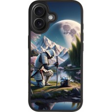 Coque iPhone 17 - Silicone rigide noir Samurai Katana Lune