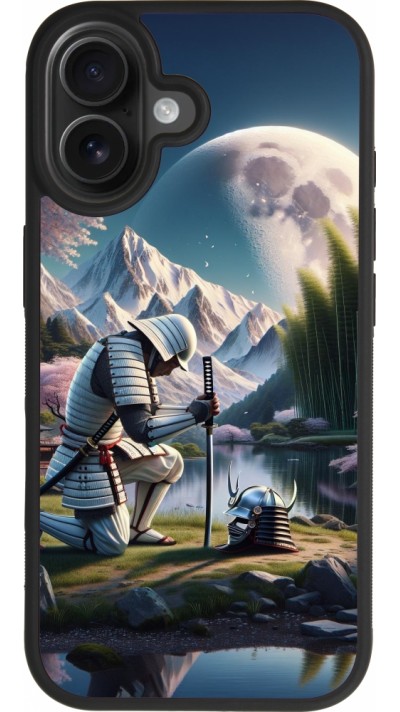 Coque iPhone 17 - Silicone rigide noir Samurai Katana Lune