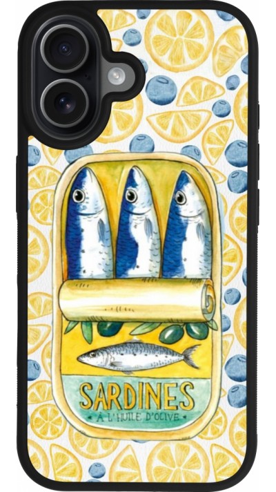 Coque iPhone 17 - Silicone rigide noir Sardines in oil 2026