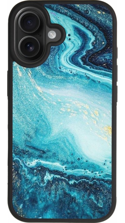 Coque iPhone 17 - Silicone rigide noir Sea Foam Blue