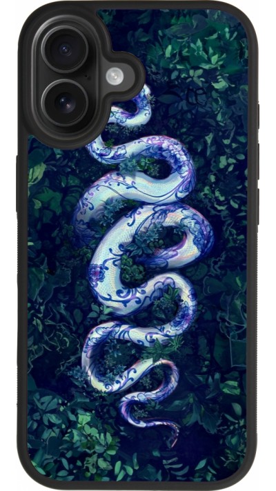 Coque iPhone 17 - Silicone rigide noir Serpent Blue Anaconda