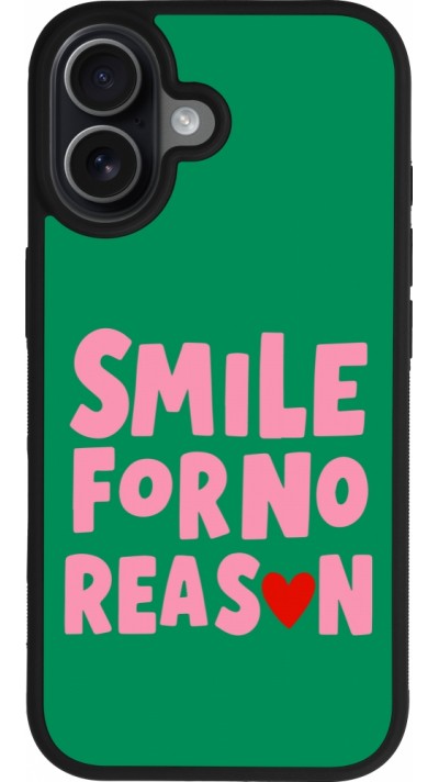 Coque iPhone 17 - Silicone rigide noir Smile for no reason 2026