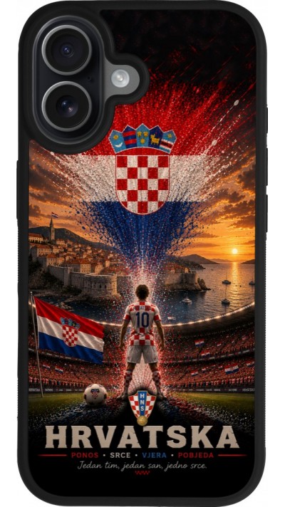 iPhone 17 Case Hülle - Silikon schwarz Fussball Kroatien splash 2026