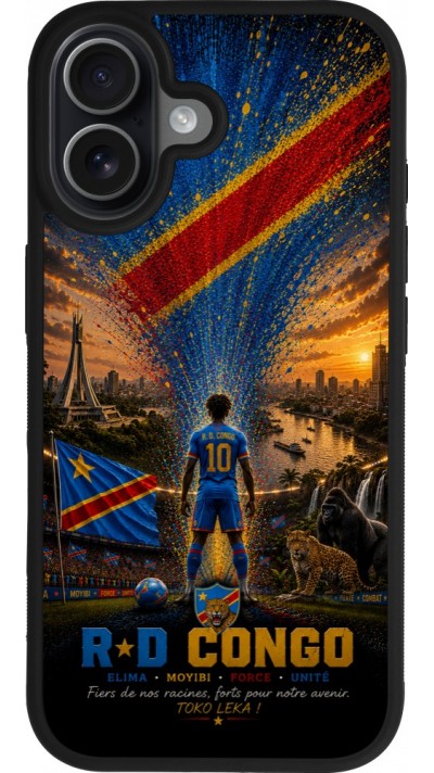 iPhone 17 Case Hülle - Silikon schwarz Fussball Demokratische Republik Kongo splash 2026