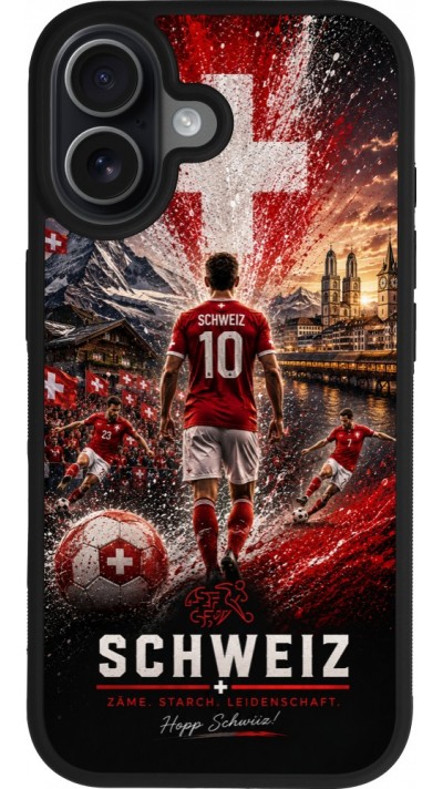 iPhone 17 Case Hülle - Silikon schwarz Fussball Schweiz splash 2026