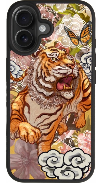 Coque iPhone 17 - Silicone rigide noir Spring 23 japanese tiger