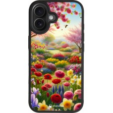 Coque iPhone 17 - Silicone rigide noir Spring 25 Bouquet printemps