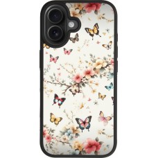 Coque iPhone 17 - Silicone rigide noir Spring 25 Papillons Légers