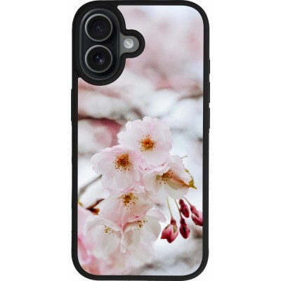 Coque iPhone 17 - Silicone rigide noir Cherry tree Spring 2026