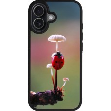 Coque iPhone 17 - Silicone rigide noir Ladybird on a mushroom Spring 2026