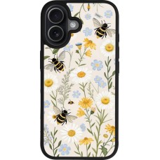 Coque iPhone 17 - Silicone rigide noir Pattern bees Spring 2026