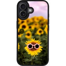 Coque iPhone 17 - Silicone rigide noir Sunflower with glasses Spring 2026