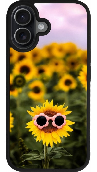 iPhone 17 Case Hülle - Silikon schwarz Sunflower with glasses Spring 2026