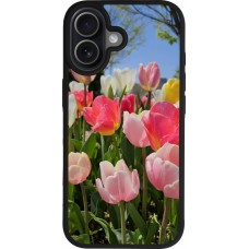 Coque iPhone 17 - Silicone rigide noir Tulips Spring 2026