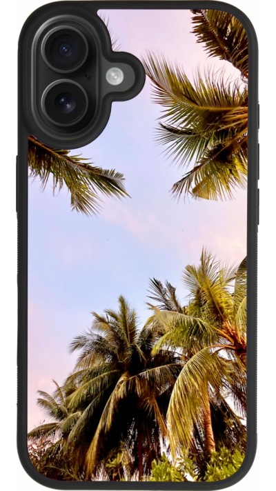 Coque iPhone 17 - Silicone rigide noir Summer 2023 palm tree vibe