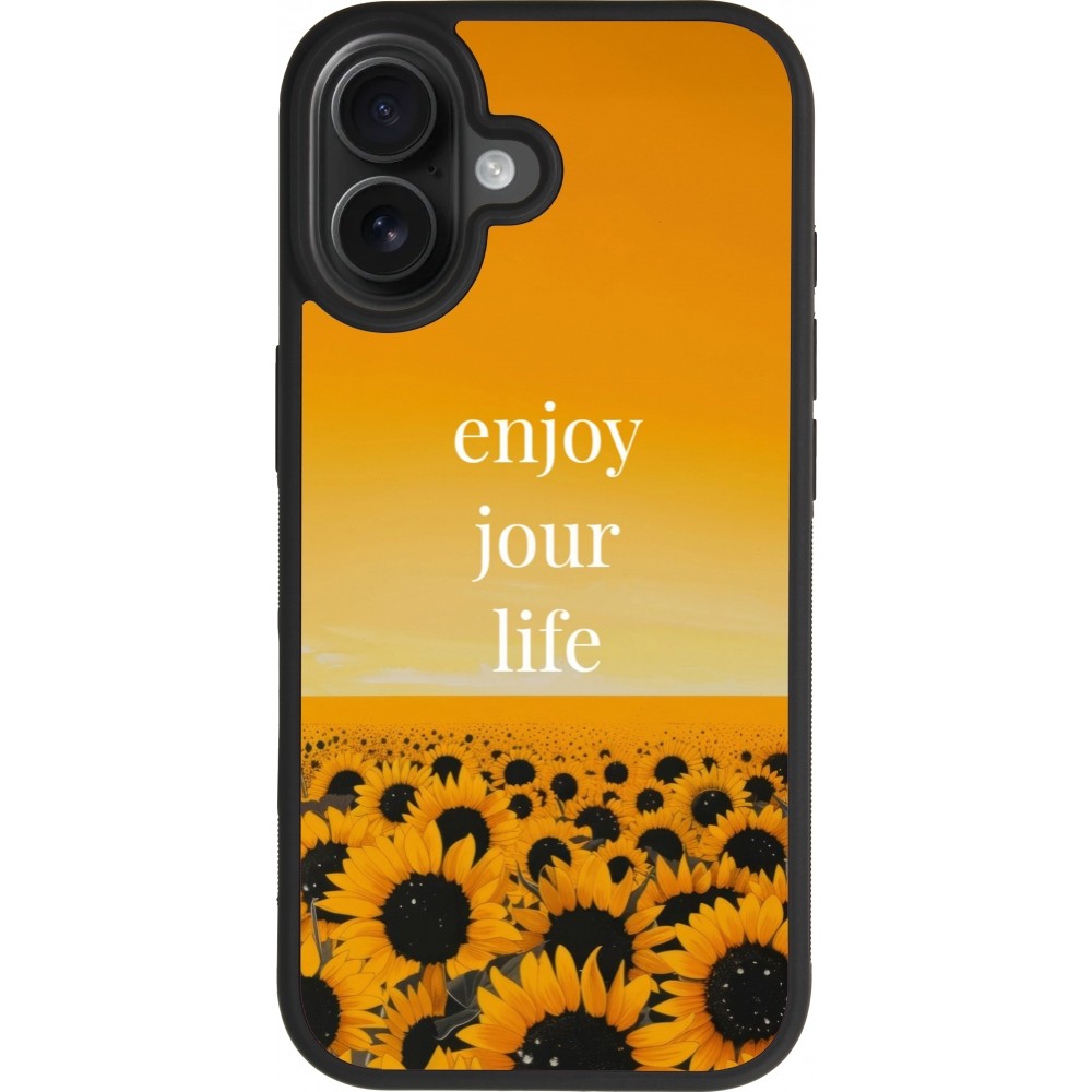 Coque iPhone 17 - Silicone rigide noir Summer 2025 Enjoy your life