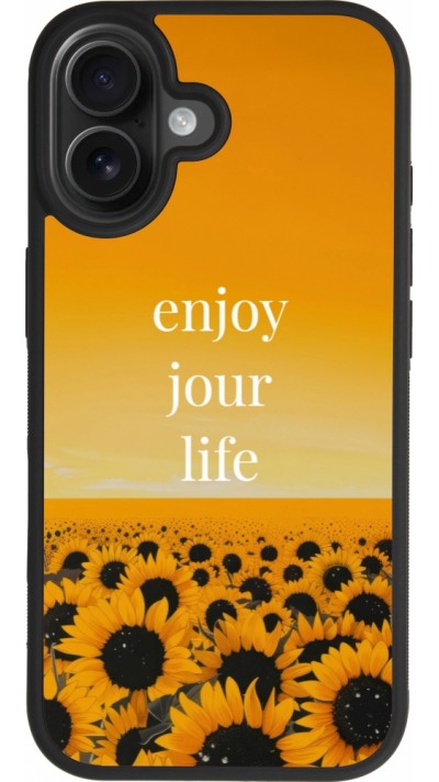 Coque iPhone 17 - Silicone rigide noir Summer 2025 Enjoy your life