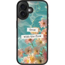 Coque iPhone 17 - Silicone rigide noir Summer 2025 Grow with the flow