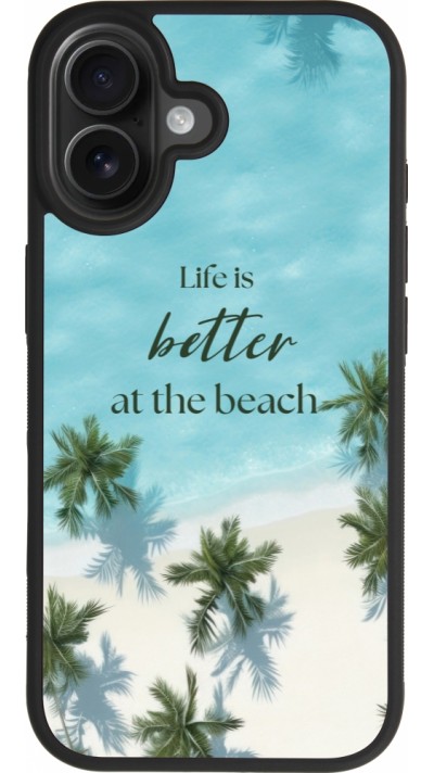 Coque iPhone 17 - Silicone rigide noir Summer 2025 Life is better at the beach