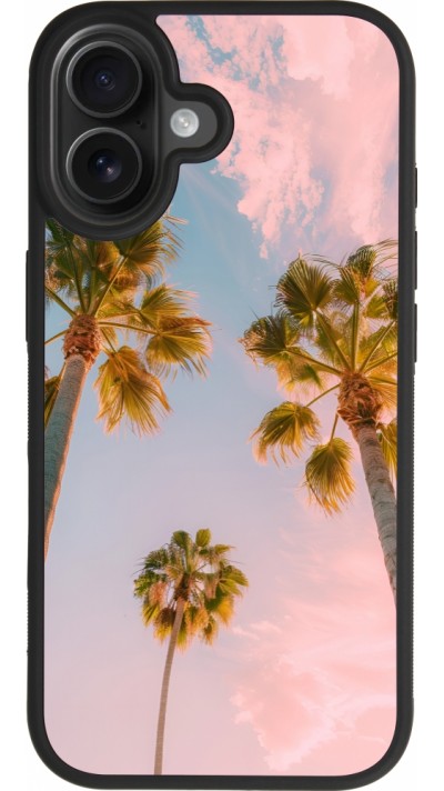 Coque iPhone 17 - Silicone rigide noir Summer 2025 Palmiers
