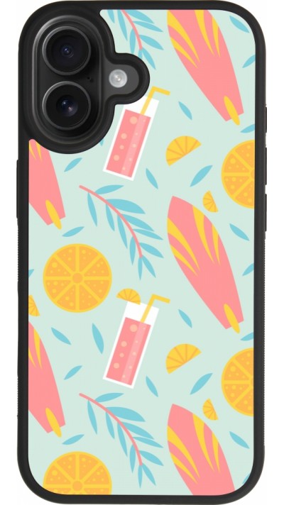 Coque iPhone 17 - Silicone rigide noir Summer 2025 Pattern citron