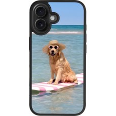 Coque iPhone 17 - Silicone rigide noir Summer Dog on Paddle