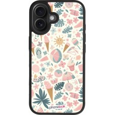 Coque iPhone 17 - Silicone rigide noir Summer Pink Pattern