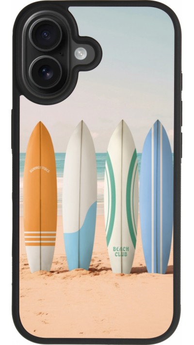 Coque iPhone 17 - Silicone rigide noir Summer surfboard 2025